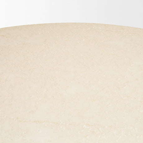 Marbrello Botticino Marble Top Light Brown Fluted Wood Round Dining Table by Mercana at Eve Furniture