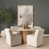 Marbrello Botticino Marble Top Light Brown Fluted Wood Round Dining Table by Mercana at Eve Furniture