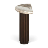 Marbrello Pink Marble Top Dark Brown Fluted Wood Half Moon Console Table Top by Mercana at Eve Furniture