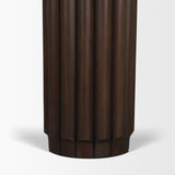 Marbrello Pink Marble Top Dark Brown Fluted Wood Half Moon Console Table Top by Mercana at Eve Furniture