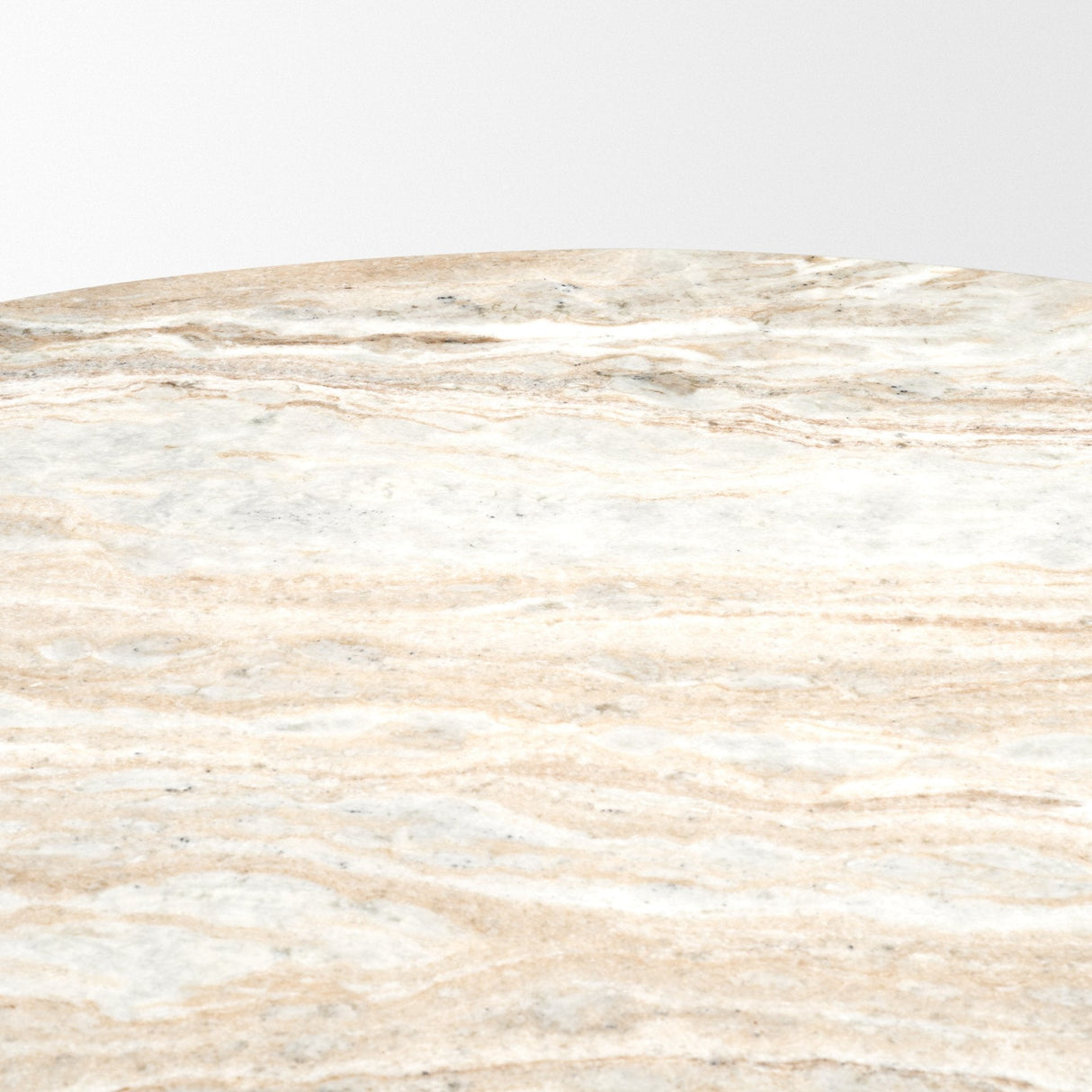 Marbrello Pink Marble Top Espresso Brown Fluted Wood Round Dining Table by Mercana at Eve Furniture