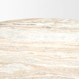 Marbrello Pink Marble Top Espresso Brown Fluted Wood Round Dining Table by Mercana at Eve Furniture