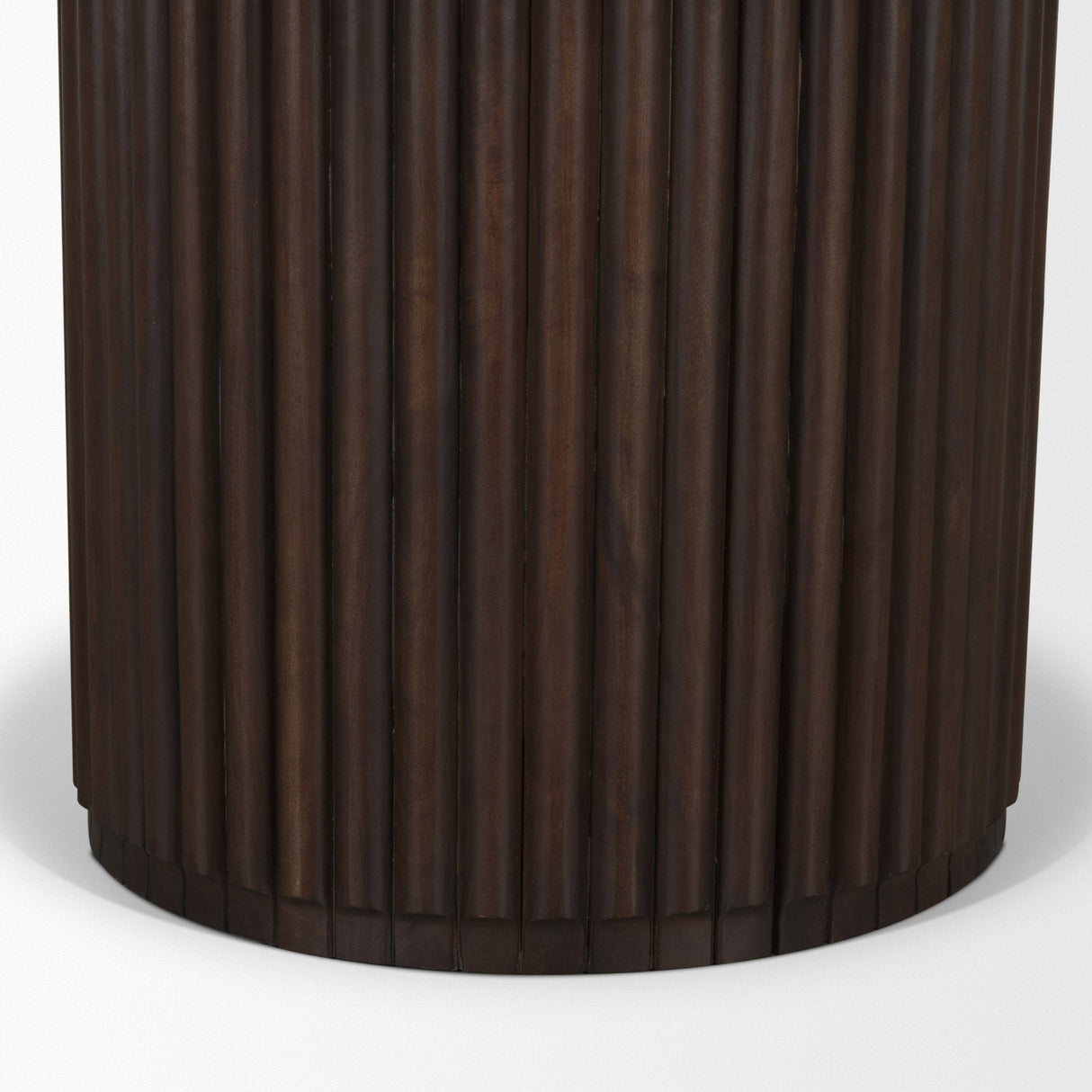 Marbrello Pink Marble Top Espresso Brown Fluted Wood Round Dining Table by Mercana at Eve Furniture