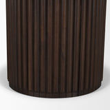 Marbrello Pink Marble Top Espresso Brown Fluted Wood Round Dining Table by Mercana at Eve Furniture