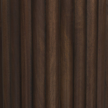 Marbrello Pink Marble Top Espresso Brown Fluted Wood Round Side Table by Mercana at Eve Furniture