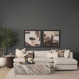 Marbrello Pink Marble Top Espresso Brown Fluted Wood Round Side Table by Mercana at Eve Furniture