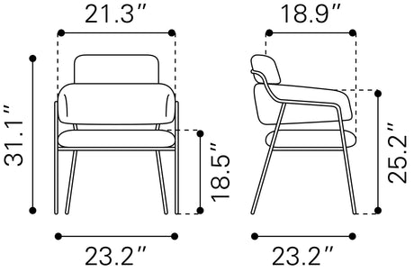 Marcel Cream Dining Chair (Set of 2) by Zuomod at Eve Furniture