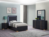 Marceline Black 4-Piece Twin Bedroom Set with LED Headboard