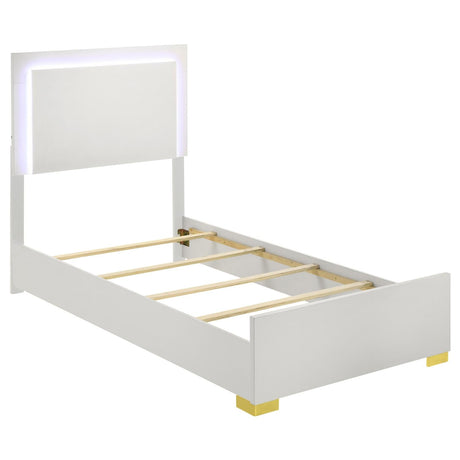 Marceline White 4-Piece Twin Bedroom Set with LED Headboard