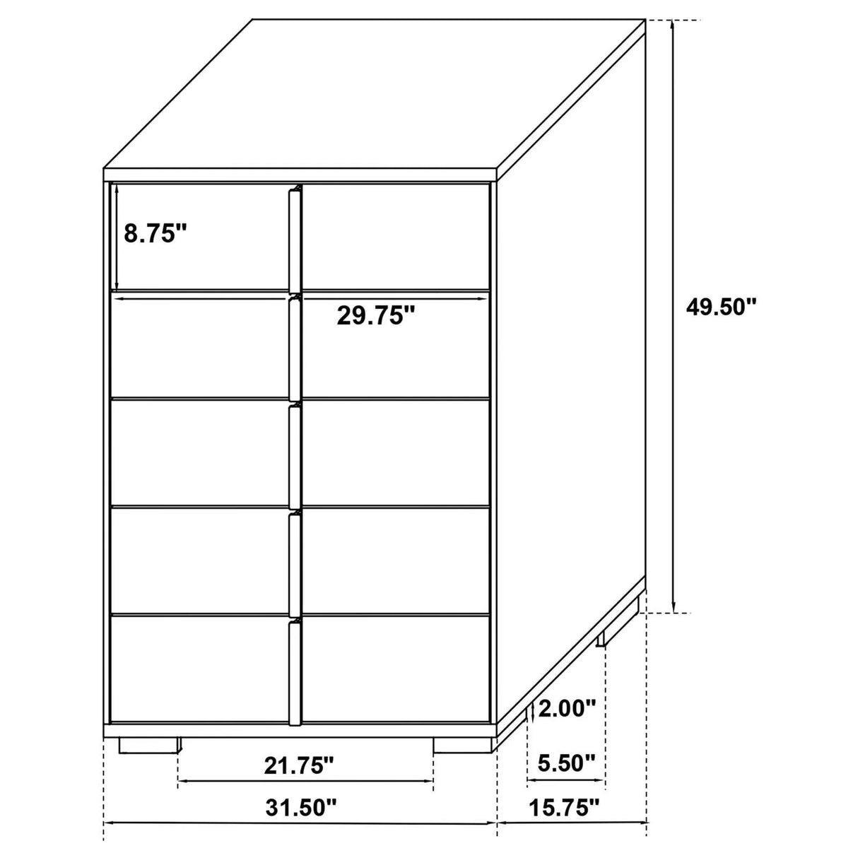 Marceline 5-drawer Chest Black by Coaster at Eve Furniture