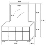 Marceline 6-drawer Dresser with Mirror Black by Coaster at Eve Furniture