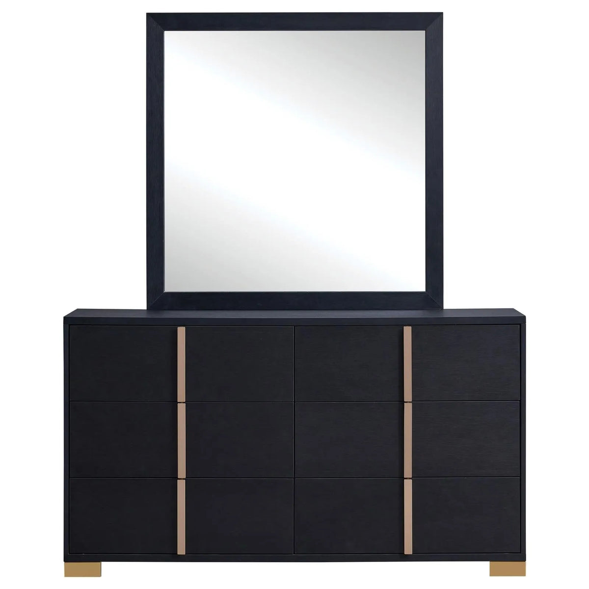 Marceline 6-drawer Dresser with Mirror Black by Coaster at Eve Furniture