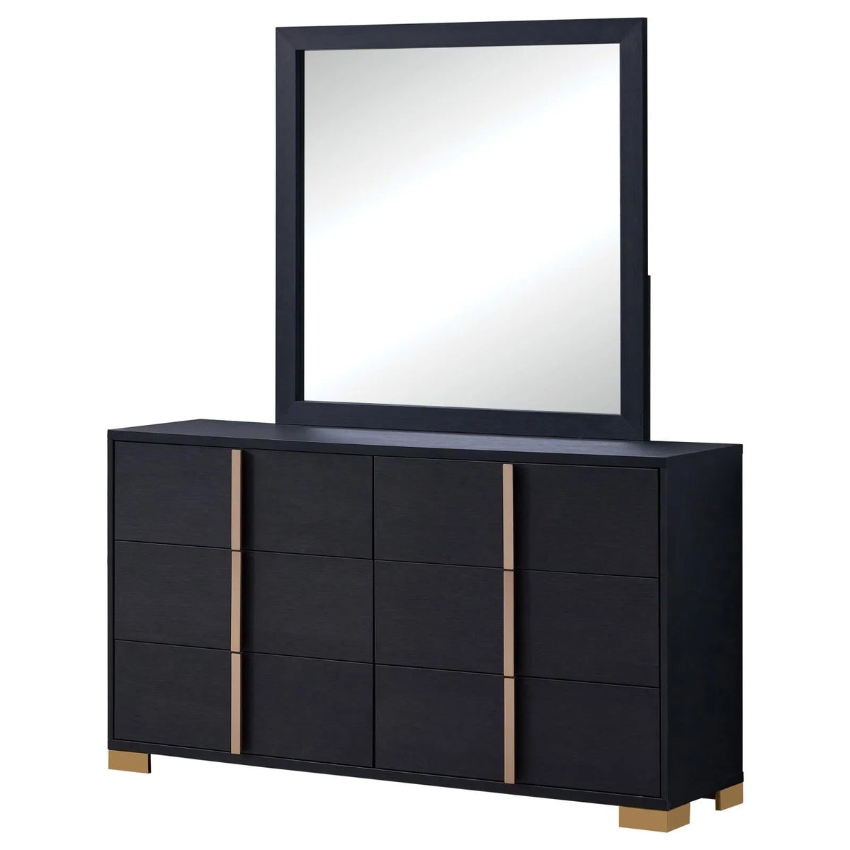 Marceline 6-drawer Dresser with Mirror Black by Coaster at Eve Furniture
