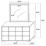 Marceline 6-drawer Dresser with Mirror White