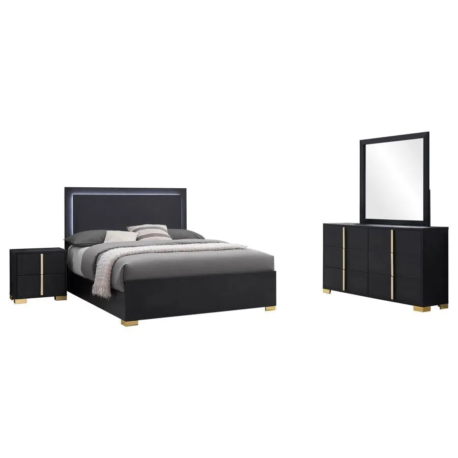Marceline Black 4-Piece Queen Bedroom Set with LED Headboard by Coaster at Eve Furniture