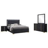 Marceline Black 4-Piece Queen Bedroom Set with LED Headboard by Coaster at Eve Furniture