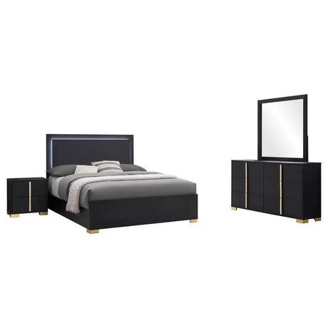 Marceline Black 4-Piece Queen Bedroom Set with LED Headboard by Coaster at Eve Furniture