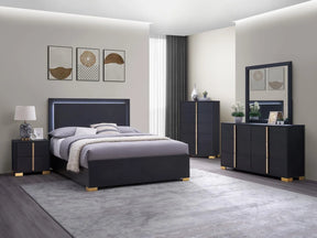Marceline Black 5-Piece Queen Bedroom Set with LED Headboard by Coaster at Eve Furniture