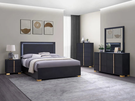 Marceline Black 5-Piece Queen Bedroom Set with LED Headboard by Coaster at Eve Furniture