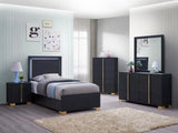 Marceline Black 5-Piece Twin Bedroom Set with LED Headboard by Coaster at Eve Furniture