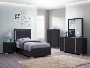 Marceline Black 5-Piece Twin Bedroom Set with LED Headboard by Coaster at Eve Furniture