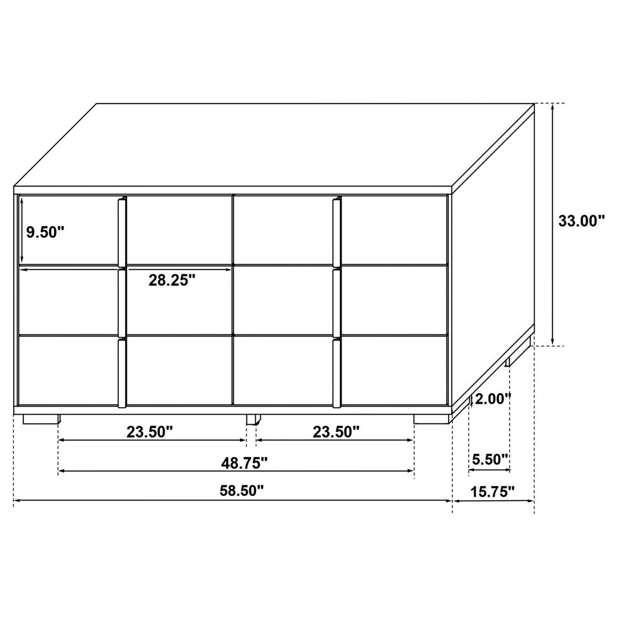 Marceline Black 6-drawer Dresser by Coaster at Eve Furniture
