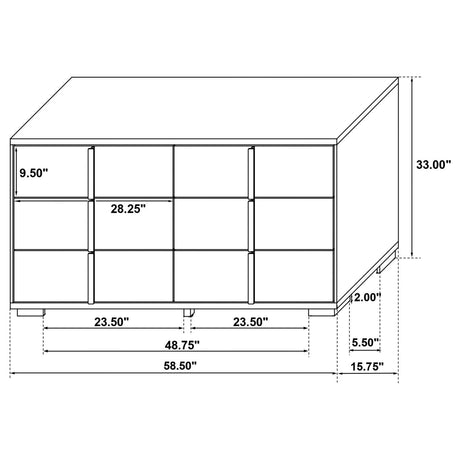 Marceline Black 6-drawer Dresser by Coaster at Eve Furniture