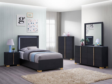 Marceline Black Twin Bed with LED Headboard by Coaster at Eve Furniture