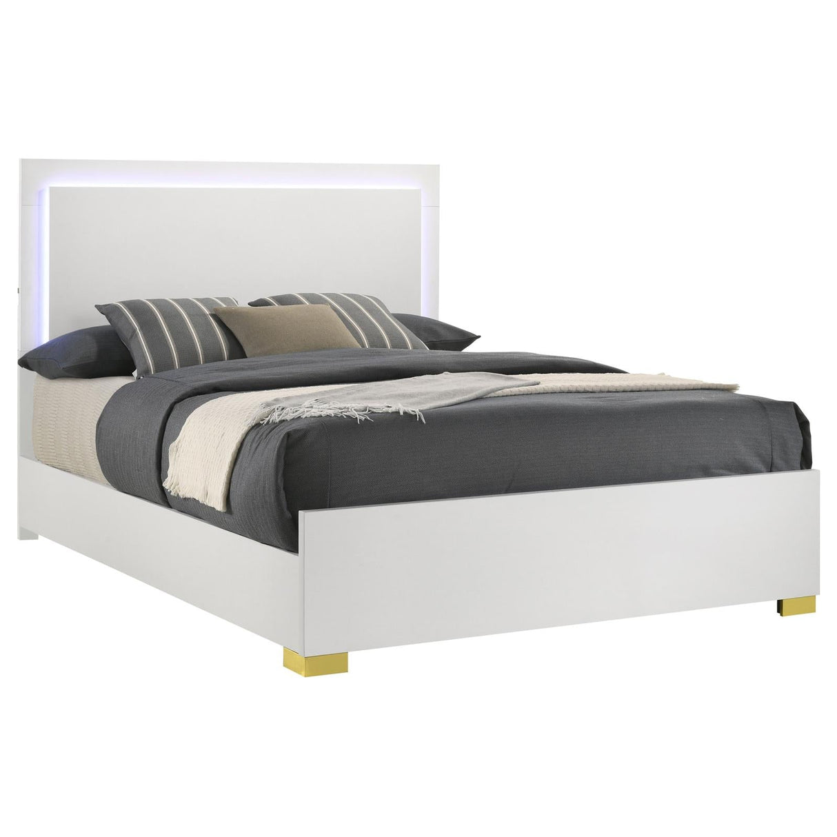 Marceline Eastern King Bed with LED Headboard White