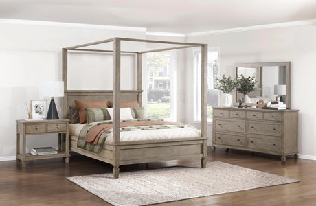 Marceline Gray Oak Eastern King Canopy Platform Bed by Homelegance at Eve Furniture