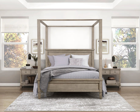 Marceline Gray Oak Eastern King Canopy Platform Bed by Homelegance at Eve Furniture