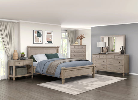 Marceline Gray Oak Queen Canopy Platform Bed by Homelegance at Eve Furniture