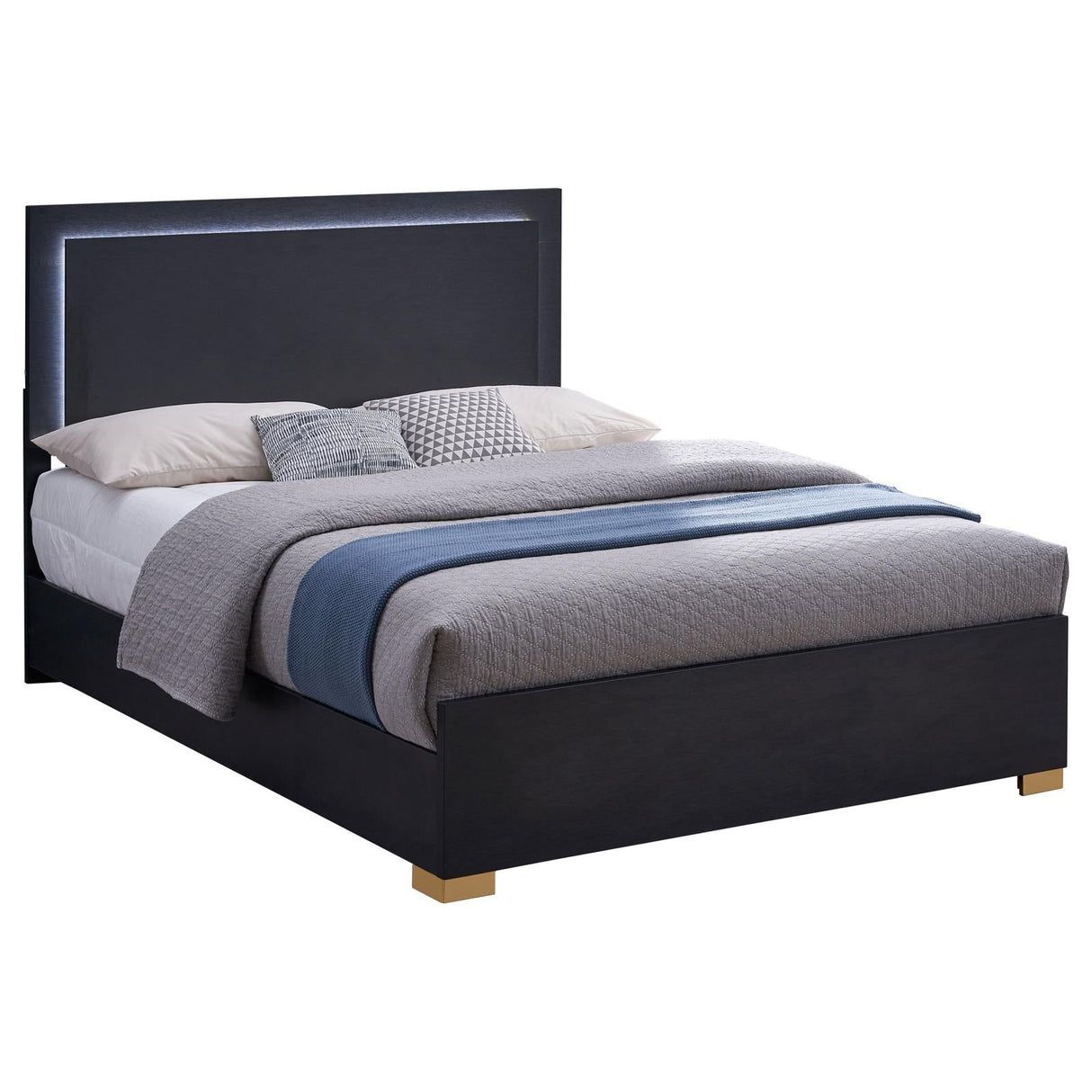 Marceline Queen Bed with LED Headboard Black