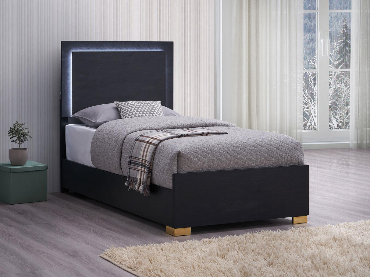 Marceline Twin Bed with LED Headboard Black