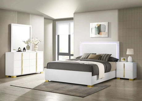 Marceline White 4-Piece Full Bedroom Set with LED Headboard by Coaster at Eve Furniture