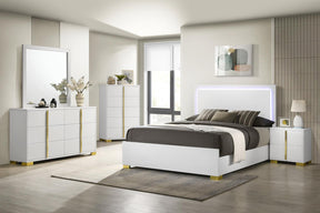 Marceline White 5-Piece Eastern King Bedroom Set with LED Headboard by Coaster at Eve Furniture