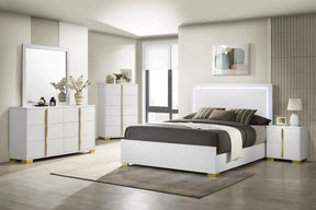 Marceline White 5-Piece Full Bedroom Set with LED Headboard by Coaster at Eve Furniture