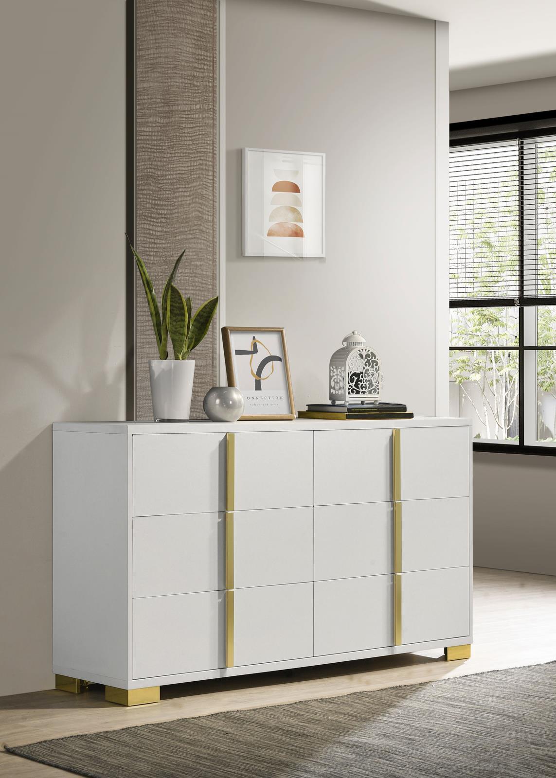 Marceline White 6-drawer Dresser by Coaster at Eve Furniture