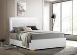 Marceline White Eastern King Bed with LED Headboard by Coaster at Eve Furniture