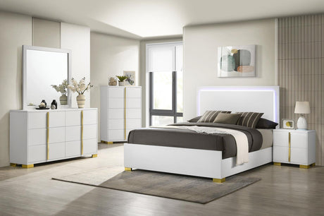 Marceline White Full Bed with LED Headboard by Coaster at Eve Furniture