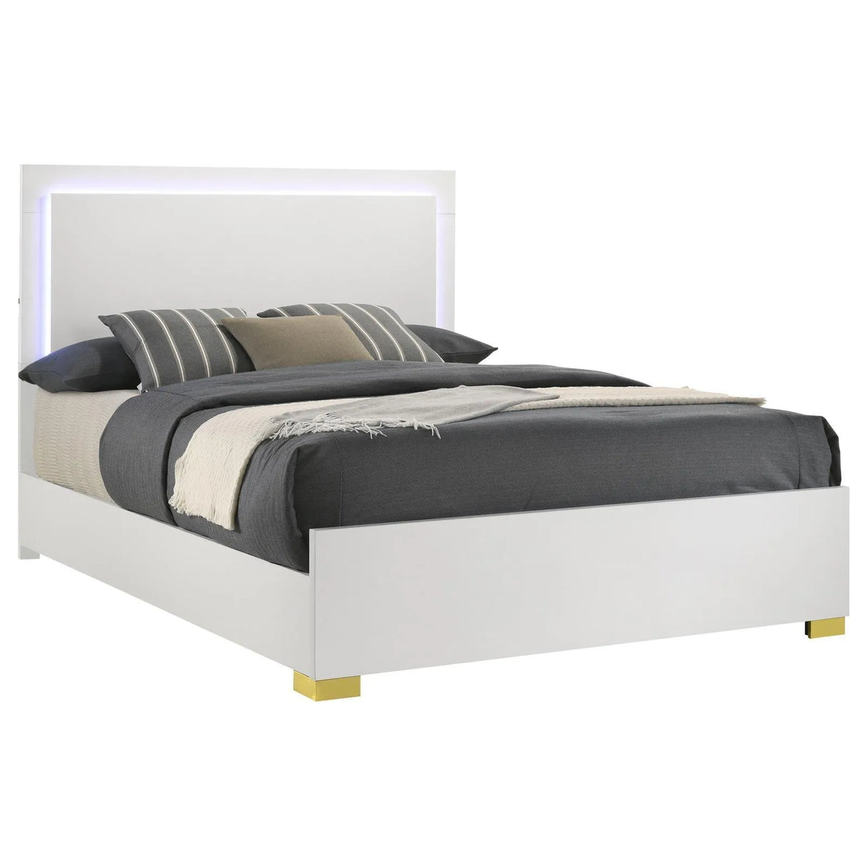 Marceline White Queen Bed with LED Headboard by Coaster at Eve Furniture