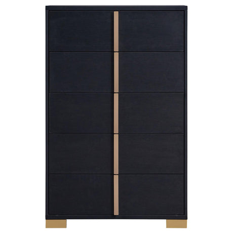 Marceline 5-drawer Chest Black by Coaster at Eve Furniture