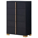 Marceline 5-drawer Chest Black by Coaster at Eve Furniture