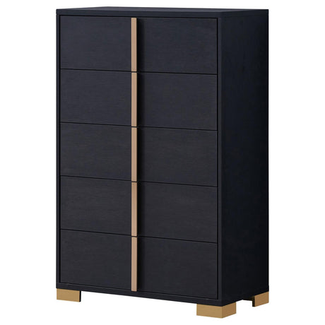 Marceline 5-drawer Chest Black by Coaster at Eve Furniture