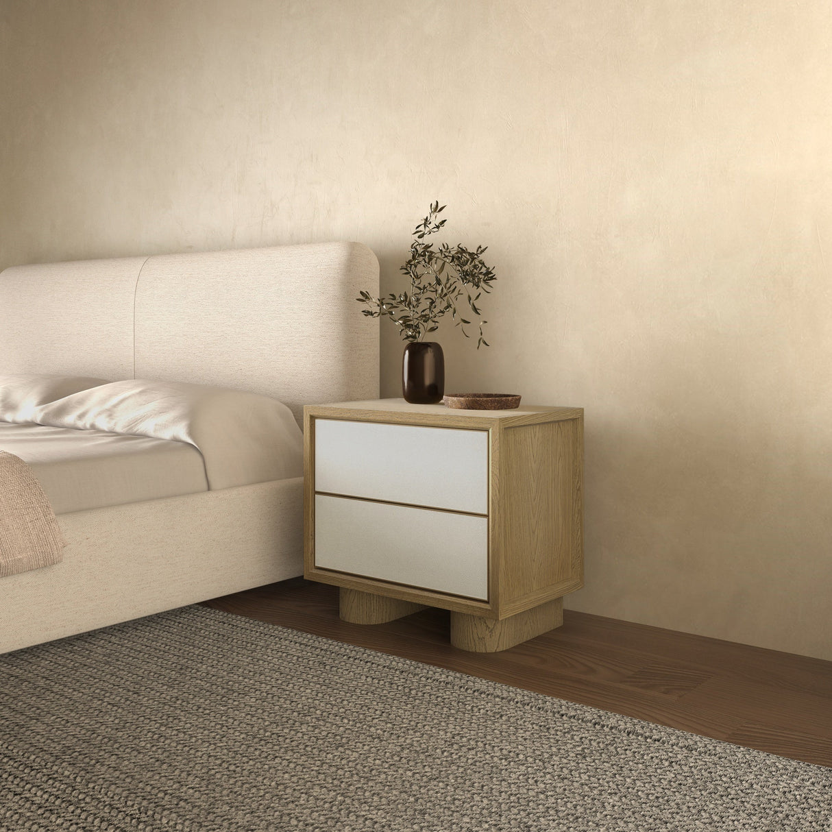 Marcelle White Nightstand by MOES at Eve Furniture
