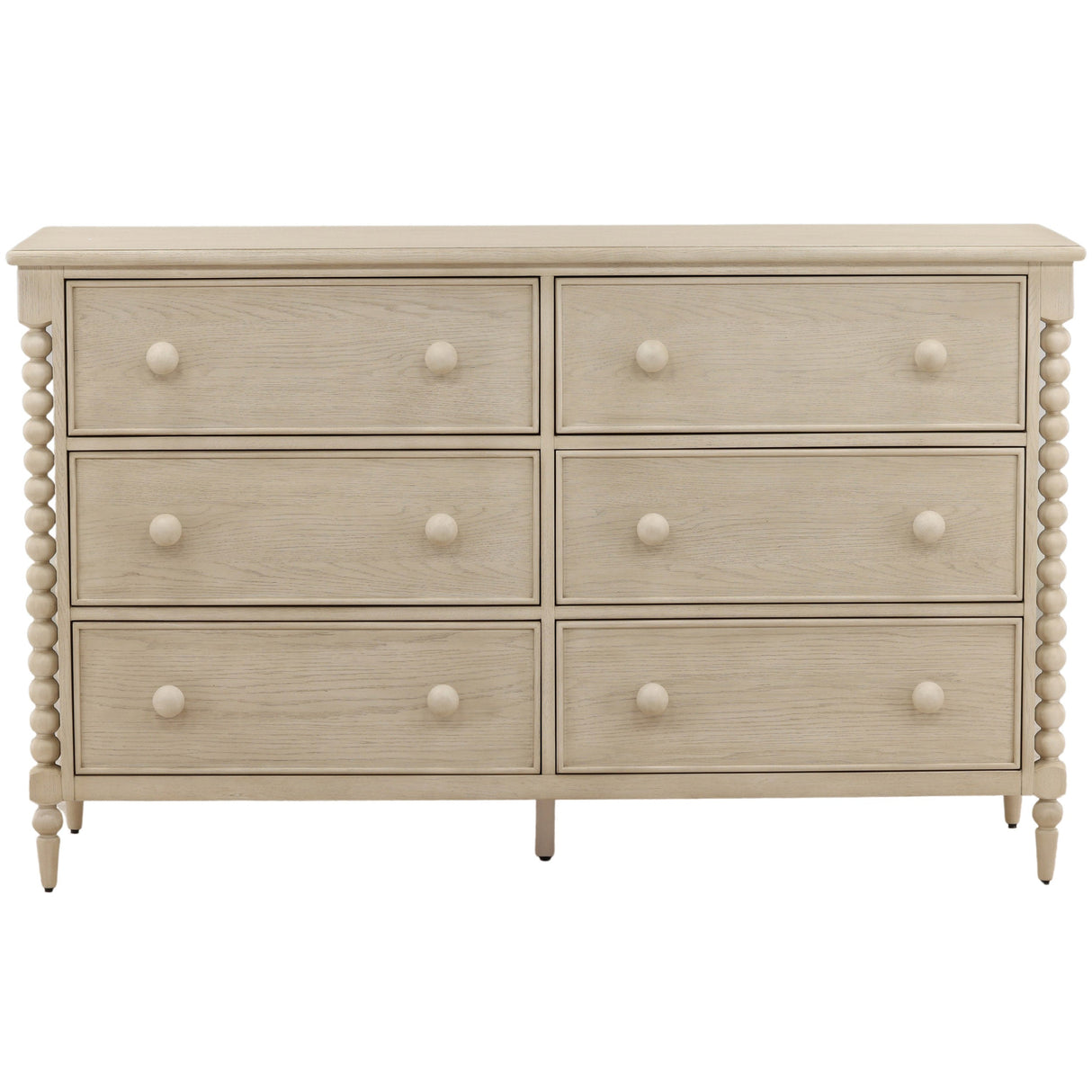 Marcellina 6 Drawer Dresser, White Wash by Dovetail at Eve Furniture