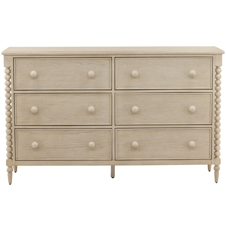 Marcellina 6 Drawer Dresser, White Wash by Dovetail at Eve Furniture