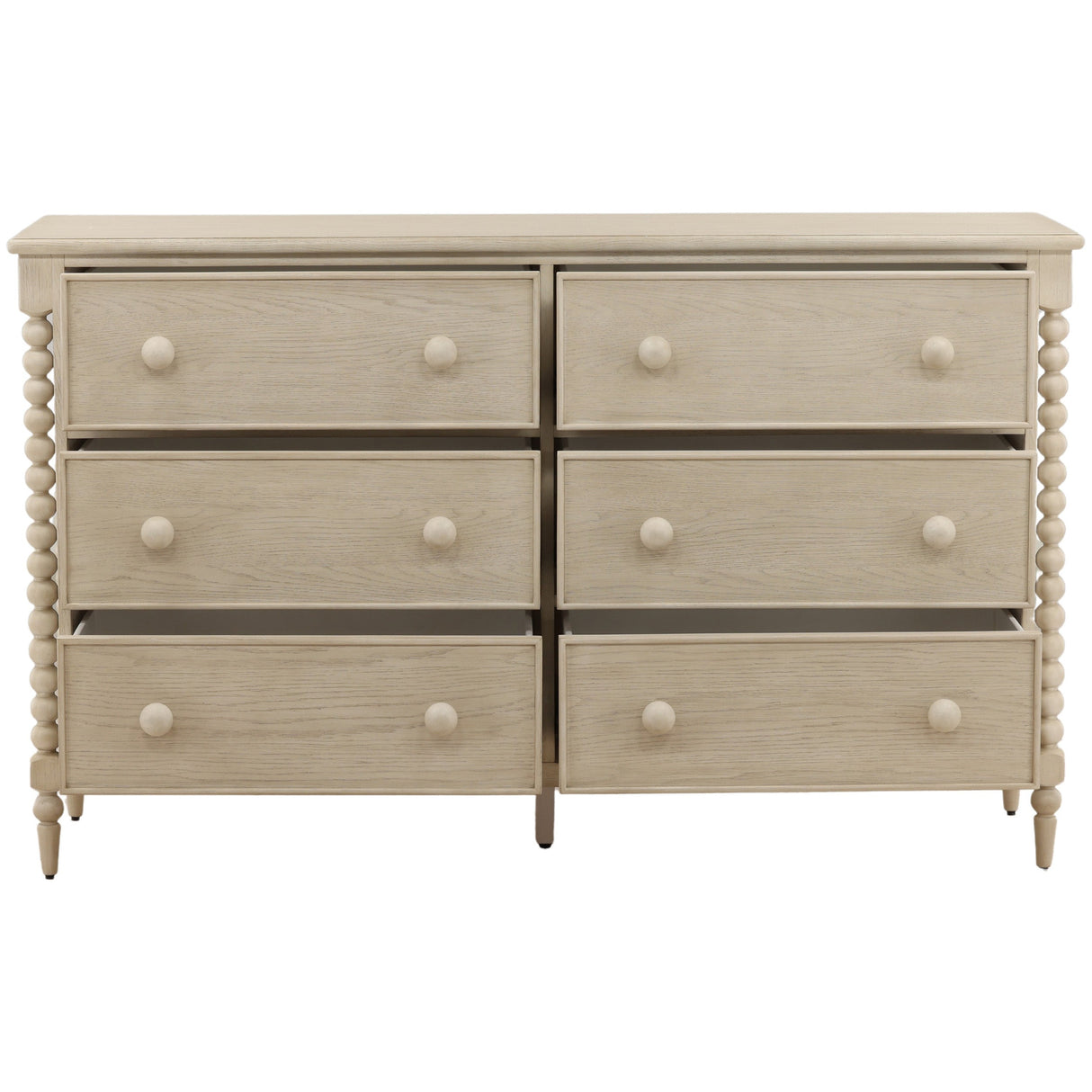 Marcellina 6 Drawer Dresser, White Wash by Dovetail at Eve Furniture