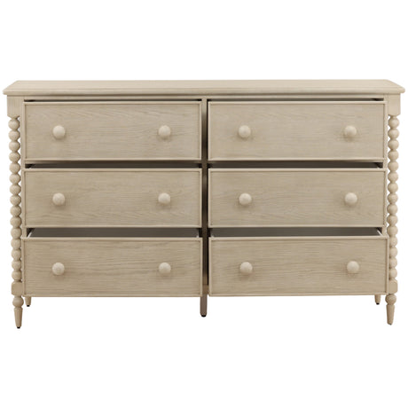Marcellina 6 Drawer Dresser, White Wash by Dovetail at Eve Furniture