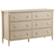 Marcellina 6 Drawer Dresser, White Wash by Dovetail at Eve Furniture